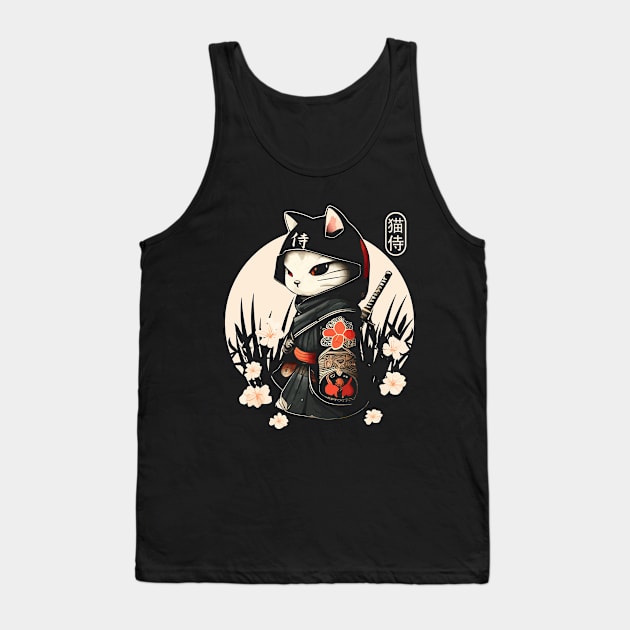 Samurai Cat Tattoo, Kawaii Ninja Cat Tank Top by Apocatnipse Meow